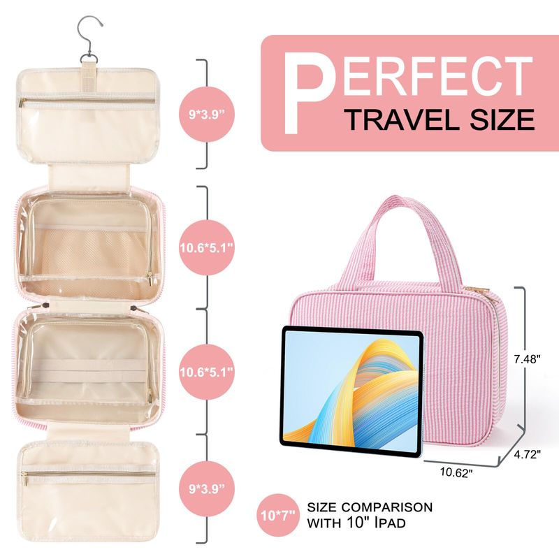 TOPEAST Travel Gifts for Women - Travel Toiletry Bag and Makeup Bag, Personalized Hanging Toiletry Bag Cosmetic Bag, Birthday Gifts Travel Gifts for Women - Letter A, Blue