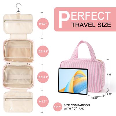 TOPEAST Travel Gifts for Women - Travel Toiletry Bag and Makeup Bag, Personalized Hanging Toiletry Bag Cosmetic Bag, Birthday Gifts Travel Gifts for Women - Letter A, Blue