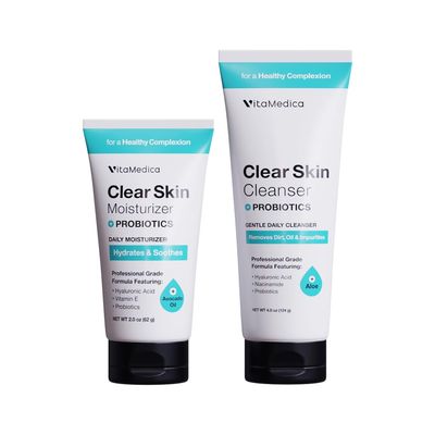 VitaMedica Clear Skin Probiotic Cleanser and Moisturizer | Natural Skincare for Breakout Prone Skin
