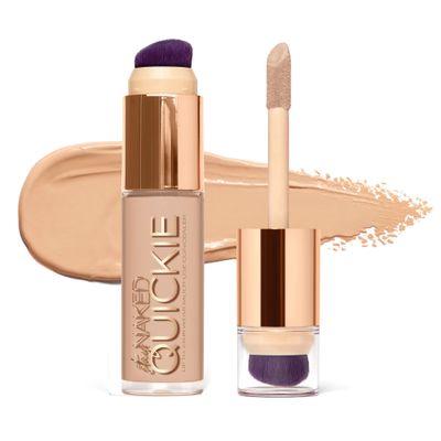 Urban Decay Quickie 24HR Full Coverage Waterproof Concealer (10NN - Very Fair Neutral), Natural Matte Finish, Hydrating Vitamin E, Dual-ended Buffing Brush &amp; Multi-use Applicator - 0.5 fl oz