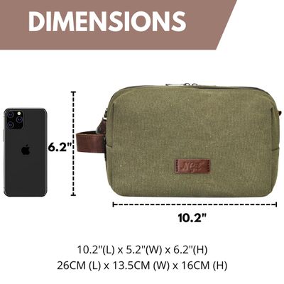 NGIL Traveling Toiletry Bag, Canvas Toiletry Organizer for Women and Men, Cosmetic Case, Skincare, Shaving Kit Organizer Traveling Toiletry Bag (Green, Medium)