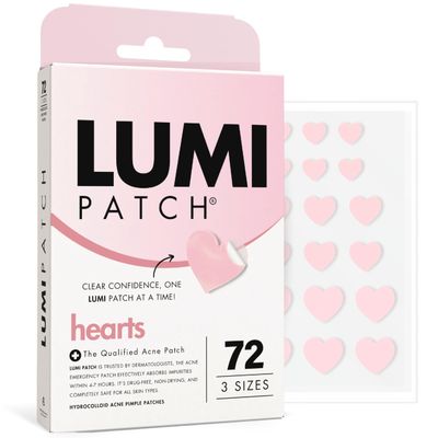 LUMI Patch for Acne - 72 Hydrocolloid Heart-Shaped Pimple Patches | Dermatologist Approved, Fast Healing for Teens