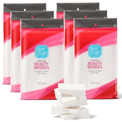 Simply Soft Premium Beauty Wedges, 192 Count, Blend &amp; Smooth Cosmetics, Precise Edges, For Makeup Application or Removal, Foundation, Blush, Eye Shadow, Latex-Free Skin Care