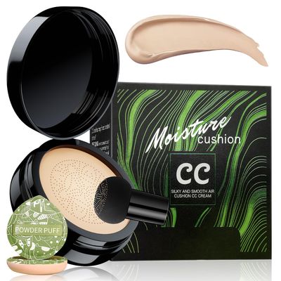 Mushroom Head Air Cushion CC Cream - BB Cream Foundation Makeup Moisturizing Concealer Long Lasting Waterproof With Powder Puff, Even Skin Tone (Ivory, Pack of 1)