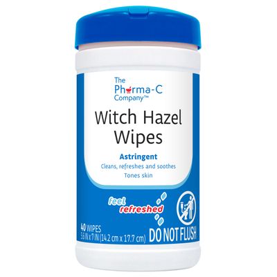 The Pharma-C Company Witch Hazel Wipes [40 Wipes] - Daily Toner &amp; Astringent Cleansing Cloths For Face