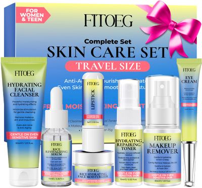Travel Essentials,Korea Skin Care Set/Kit,Teens Kids Women Hydrated Facial Skin Care Routine Set Kit Products,Skin Care Set Gift for Teen Women Valentines Day Gifts for Her Travel Size Toiletries