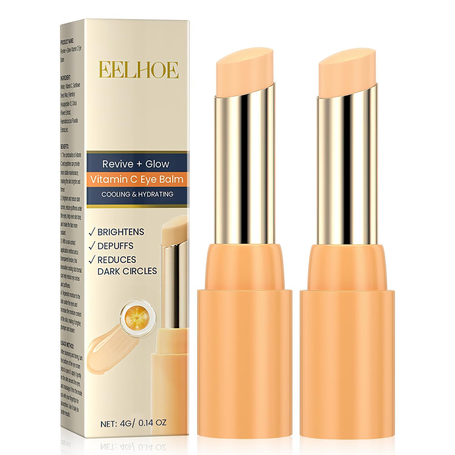 Tbexem Revive Glow Vitamin C Eye Balm, Hydrating Eye Cream,Improve Dark Circles,Brightens Skin Tone,Reduces Puffiness(2PCS)