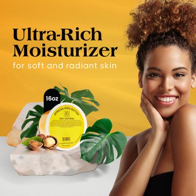 RA Cosmetic's 100% Natural Unrefined Yellow Shea Butter - Pure African Luxury for Skin &amp; Hair - Sourced from Ghana - 16oz Jar