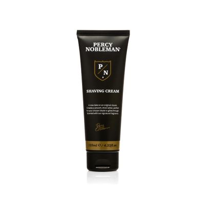 Percy Nobleman Shaving Cream: A Premium Shave Cream, with a Luxurious Thick Lather for Smooth Glide, Signature Scented with Amber, Tobacco, Musk, Vanilla, Vegan &amp; Cruelty-Free, Made in England, 125ml