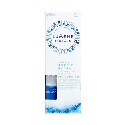 Lumene Nordic Hydra Moisturizing Prebiotic Oil-Cocktail - Nurturing Bi-Phase Face Oil for Dehydrated Skin &amp; Skin Barrier Repair - Essential Nordic Mix &amp; Hydrating Oil for Dry Skin (30ml)
