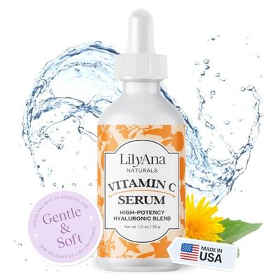 LilyAna Naturals Vitamin C Serum for Face - Face Serum with Hyaluronic Acid and Vitamin E, Anti Aging Serum, Reduces Age Spots and Sun Damage, Promotes Collagen and Elastin (1oz)