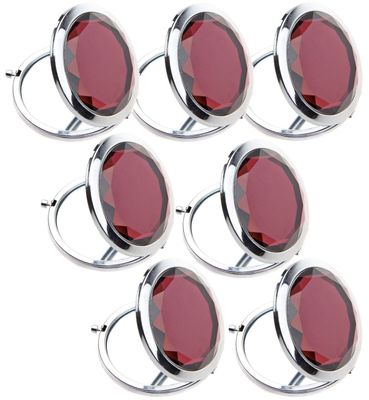 IETANG 7pc Set Double Compact Cosmetic Makeup Round Pocket Purse Magnification Jewel Mirror (purple-7pc)