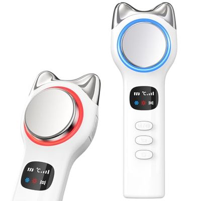 Warming and Cooling Firming Device, Light Face Tool with Vibration, Electric Skin Care Kit, Facial Massager with 8-21C Cold, 38-47C Hot