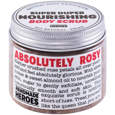Rose Petal Scrub Foot &amp; Body Exfoliator Infused with Vitamin E and Rose Natural Exfoliating Sugar Body Scrub for Toning Cellulite Skin Care by Handmade Heroes