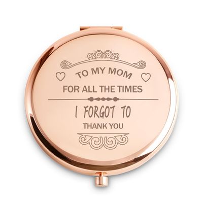 Mom Gifts from Daughter Son, Personalized Engraved Compact Mirror with Funny Quote for Mother Parents, Unique Mom Present for Valentines Day, Birthday