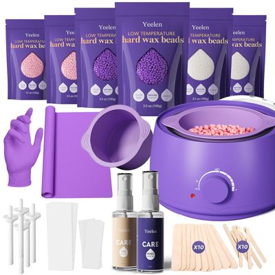 Home Waxing Kit for Women Men: for Sensitive Skin Brazilian Body Wax Kit for Coarse Hair Removal - with 6 Packs Hard Wax Beads 40pcs Waxing Strips a Wax Machine Nose Hair sticks