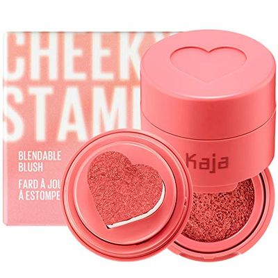Kaja Blush - Cheeky Stamp | Gift, 7 Shades, Buildable &amp; Blendable Shade with Heart-shaped Applicator, Coral Finish, 03 Bossy, Sweet Valentine&#39;s Day Gift, 0.17 Oz
