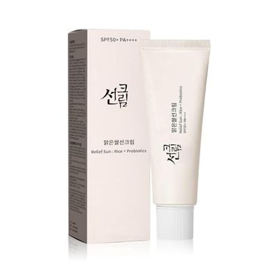 Relief Sun Organic sunscreen SPF50++++PA++++ Rice and Probiotics | Korean Skin Care Solution for All Skin Types | Nourishing Skin Protection and UV Defens