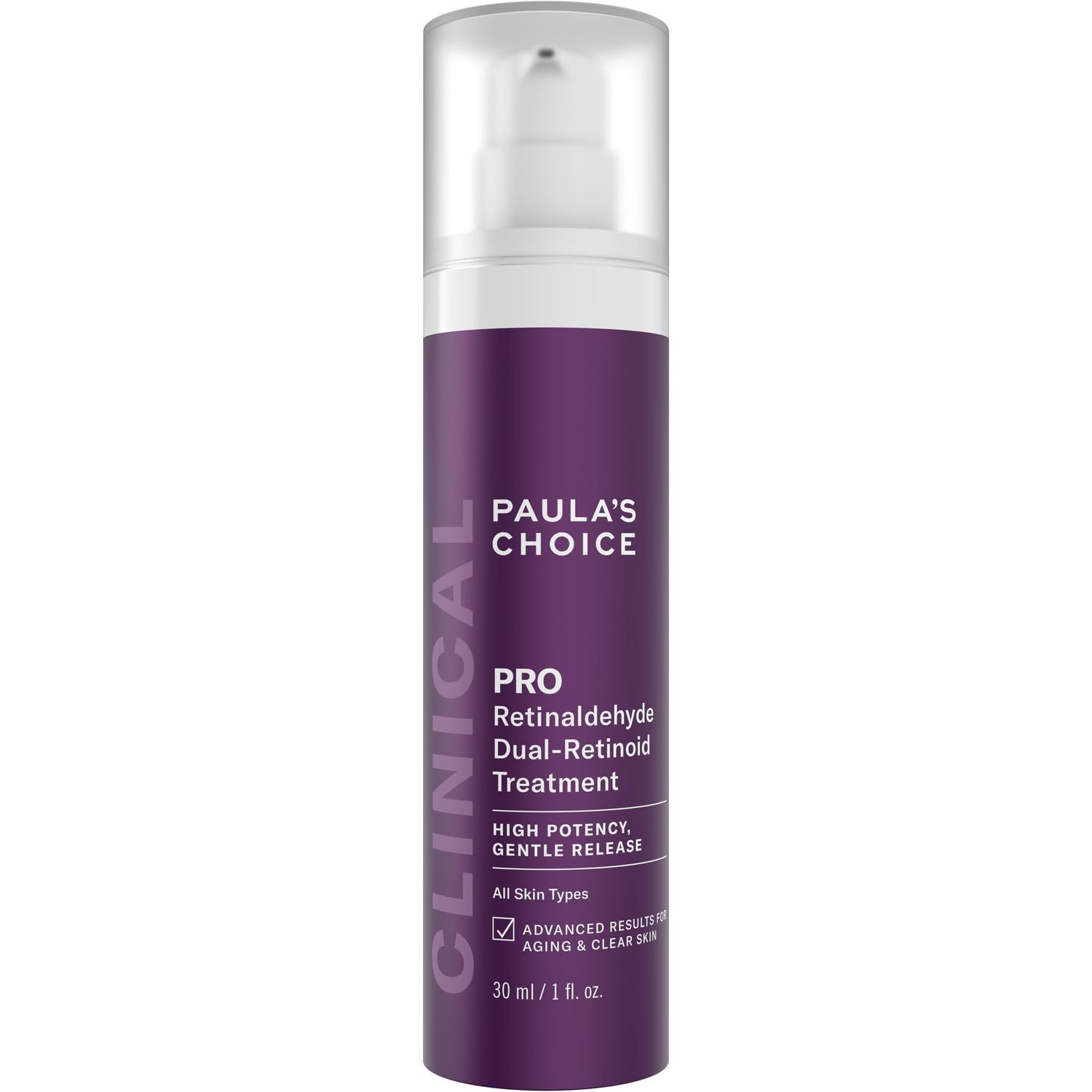 Paulas Choice Pro Retinaldehyde Dual-Retinoid Advanced Treatment, High Potency Anti-Aging Serum for Breakout-Prone Skin, Radiance &amp; Rough, Bumpy Texture, Fragrance-Free, 1 Fl. Oz.