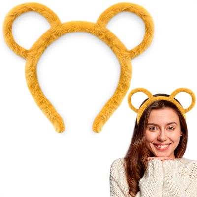 LEGLO Yellow Bear Ear Headband - Non-Slip Plush Hair Accessory, Soft Makeup Headband for Skincare, Spa, Party, Valentines Day Gifts
