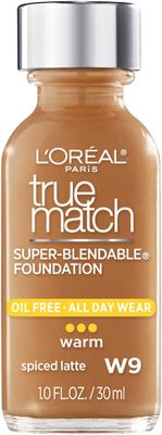 L&#39;Oreal Paris Makeup True Match Super-Blendable Liquid Foundation, Spiced Latte W9, 1 Fl Oz,1 Count