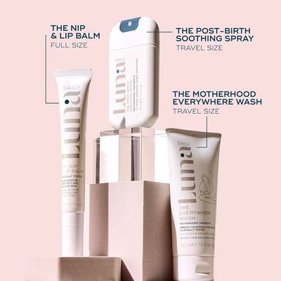 Luna Daily Hospital Bag Essentials Kit - Skincare Set for Sensitive Skin | Soothing Mist, Hydrating Balm, Gentle Cleanser & More | Ideal for Postpartum & Travel