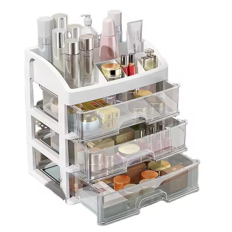 JB Life Solutions Makeup Organizer with 3 drawers, Skincare Organizers, Vanity Organizer, Makeup Organizer Countertop, Makeup Storage, Cosmetic Organizer, Bathroom Drawer Organizer, Dresser Organizer