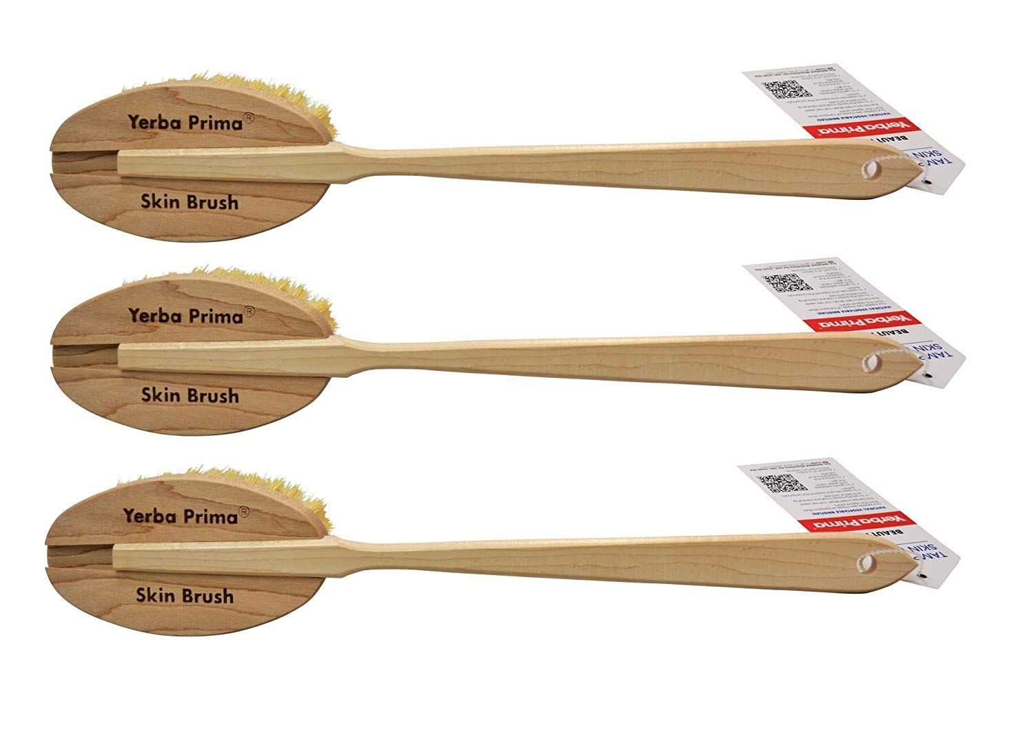 Yerba Prima Tampico Dry Skin Brush for Exfoliating and Blood Stimulation (Pack of 3)