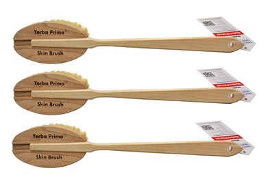 Yerba Prima Tampico Dry Skin Brush for Exfoliating and Blood Stimulation (Pack of 3)