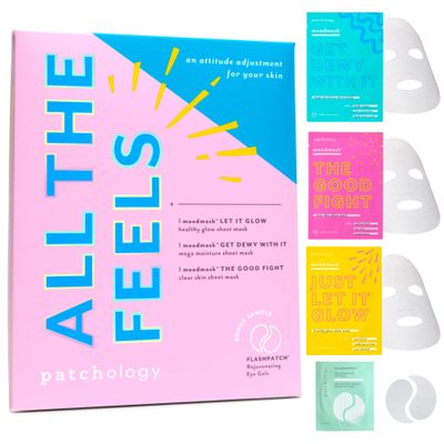 Patchology &quot;All the Feels Sheet Masks - Hydrating Face Masks for dry skin and blotchy redness. Facial Sheet Mask Skincare Treatment to reduce puffiness, redness and wrinkles (3 Piece Set)