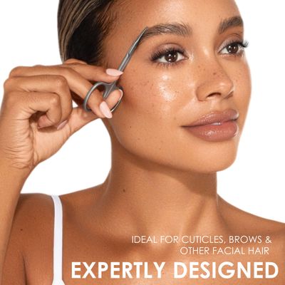 JAPONESQUE Beauty Scissors for Trimming Facial Hair, Brow and Nail Care with Ultra-Sharp, Salon-Quality, Stainless Steel Blades, Curved for Safety and Precision