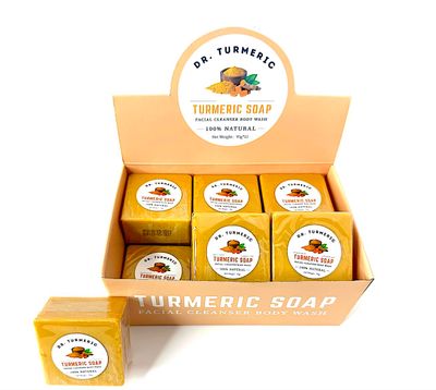 Turmeric Soap Bar | Face &amp; Body Cleanser | Moisturizing | Lathering | Deep Cleansing | Evens Skin Tone | Refreshing Scent | Radiant Skin| 12 Pack