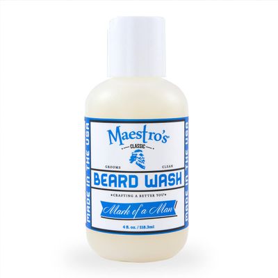 Maestro&#39;s Classic BEARD WASH | Anti-Itch, Deep Cleaning, Non-Drying, Fully Hydrating Gentle Cleanser For All Beard Types &amp; Lengths- Mark of a Man Blend, 4 Ounce