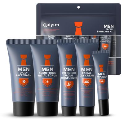 Mens Gifts for Christmas, Mens Skin Care Set, Mens Facial Care Kit, Anti-Aging Skin Care Routine for Men: Face Wash, Scrub, Men&#39;s Evening Moisturizer &amp; Day Cream, Eye Cream Beauty Gifts for Him 5-Pack