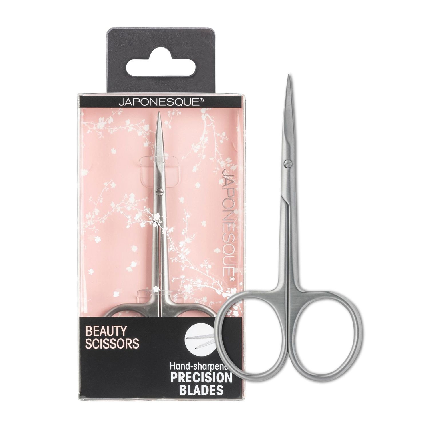 JAPONESQUE Beauty Scissors for Trimming Facial Hair, Brow and Nail Care with Ultra-Sharp, Salon-Quality, Stainless Steel Blades, Curved for Safety and Precision