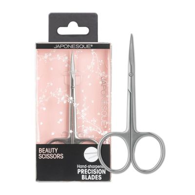 JAPONESQUE Beauty Scissors for Trimming Facial Hair, Brow and Nail Care with Ultra-Sharp, Salon-Quality, Stainless Steel Blades, Curved for Safety and Precision