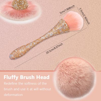 XEAOHESY 1pc Gold Mineral Powder Brush Inlay Gold Clear Rhinestones Blush Brush Soft Fluffy Foundation Brush Large Face Powder Makeup Brushes Kabuki Brush for Powder Cosmetic Nail Dust Brush