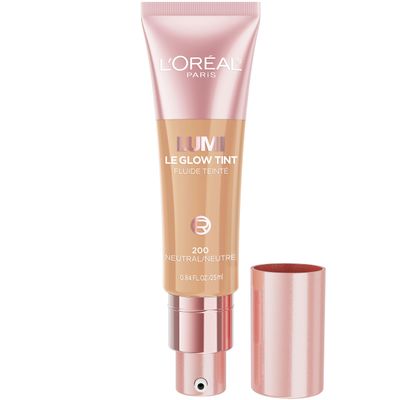 LOral Paris Lumi Le Glow Skin Tint, Lightweight Water-Based Tinted Serum with Foundation-Like Coverage, Glow Illuminator, Neutral 200, 0.85 Fl Oz