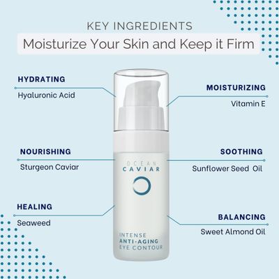 Noche Y Dia Caviar Eye Contour for Mature Skin - Made in Spain - Anti Aging Cream with Hyaluronic Acid - Targets Wrinkles, Bags, Puffiness, Circles - 30mL (1.02 fl oz)