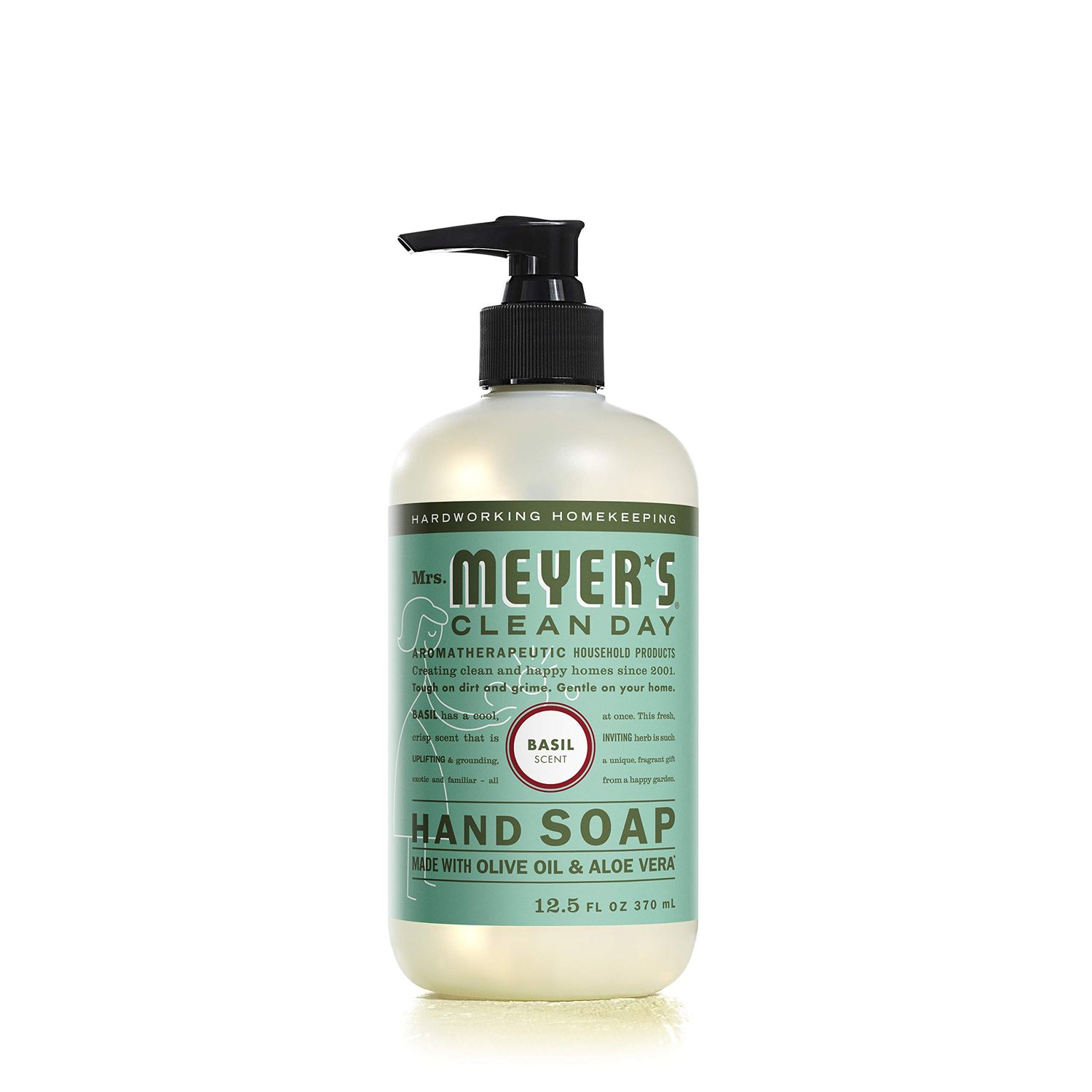 MRS. MEYER&#39;S CLEAN DAY Hand Soap, Made with Essential Oils, Biodegradable Formula, Basil, 12.5 fl. oz