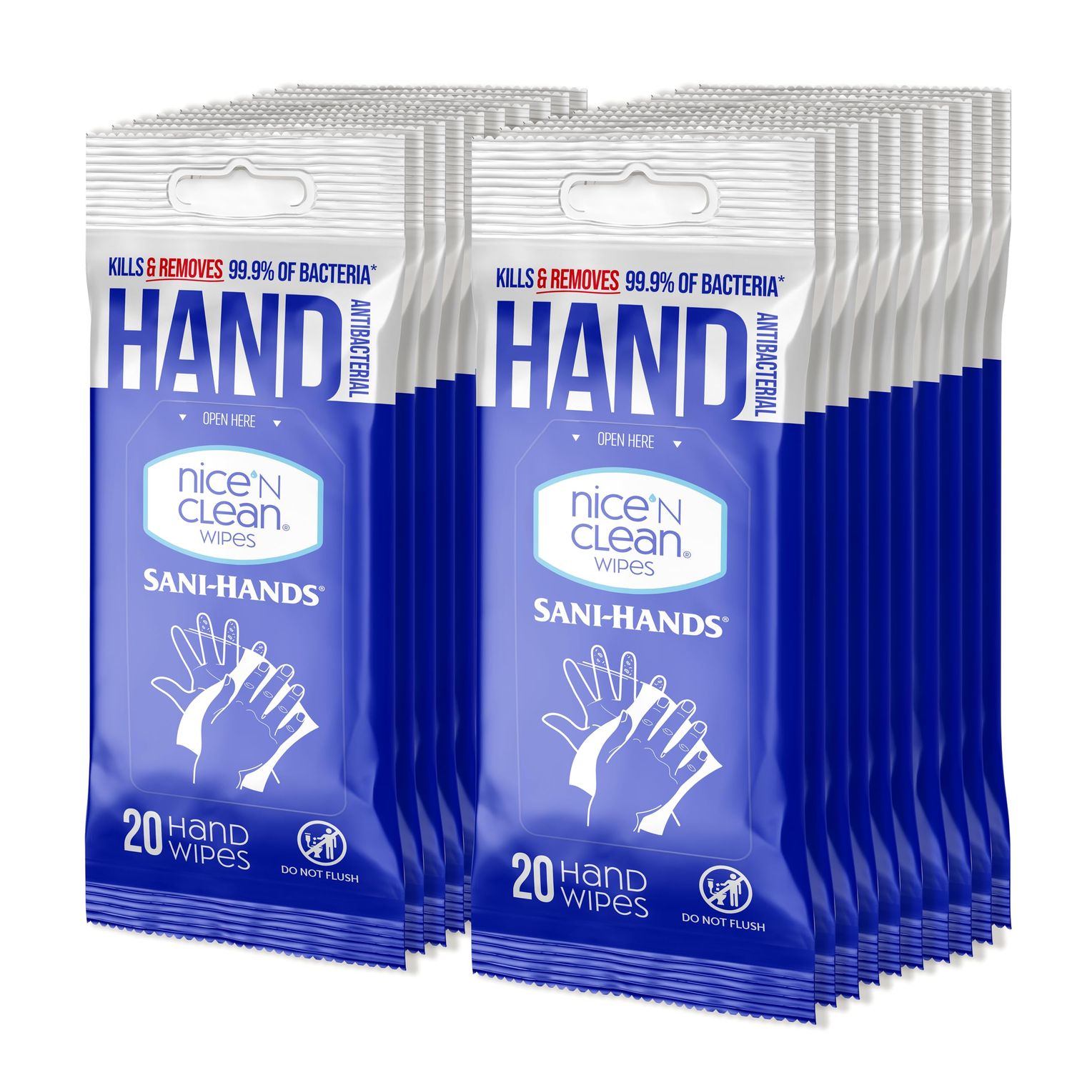 Nice &#39;N Clean Sensitive Skin Wet Hand Wipes Infused with Aloe &amp; Vitamin E, Blue, 400 Count