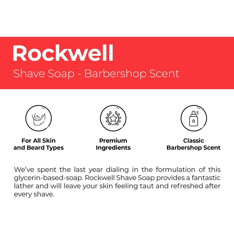 Rockwell Babershop Shaving Soap | Formulated with Shea Butter, Coconut Oil &amp; Wheat Protein for Smooth &amp; Soothing Wet Shave | Ideal for Sensitive Skin &amp; Thick Beards