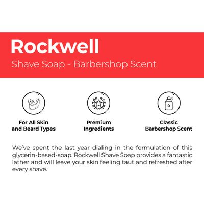 Rockwell Babershop Shaving Soap | Formulated with Shea Butter, Coconut Oil &amp; Wheat Protein for Smooth &amp; Soothing Wet Shave | Ideal for Sensitive Skin &amp; Thick Beards