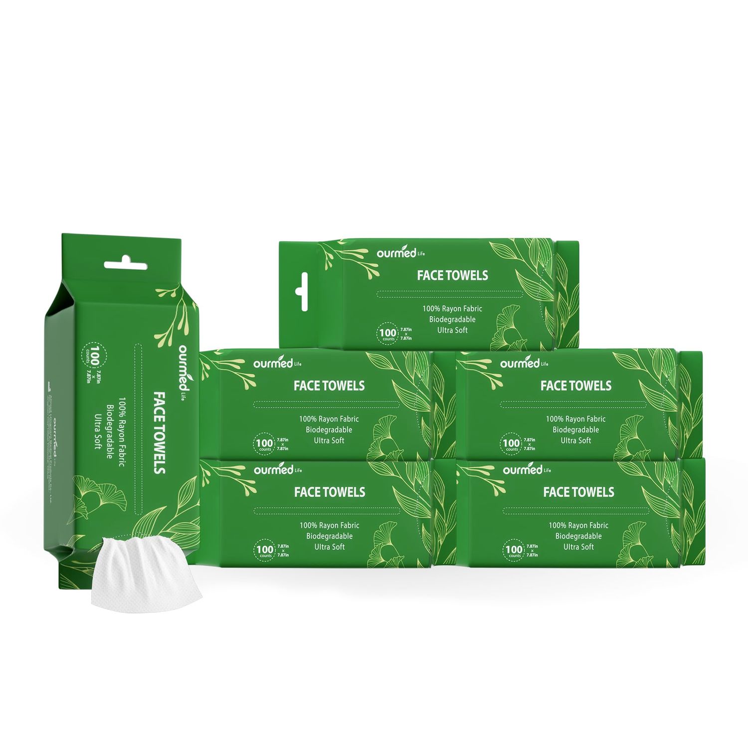 Ourmed Life Face Towels - Versatile Disposable Biodegradable Cloths for Sensitive Skin | Lint-Free Facial Towel for Cleansing, Skincare, Makeup Removal &amp; Dry Wipes, 600 Count