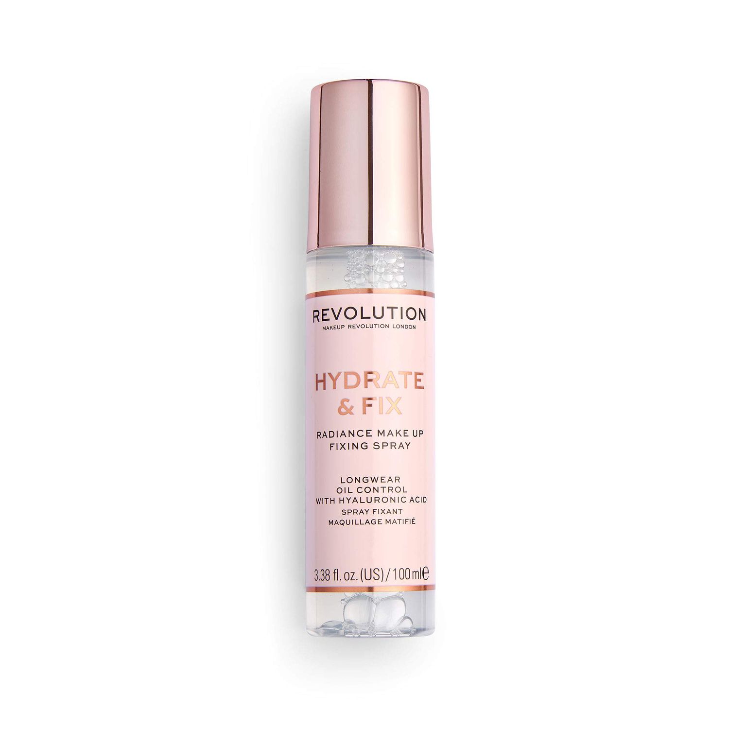 Makeup Revolution Hydrate &amp; Fix Fixing Spray, Infused with Hyaluronic Acid, Matte Finish, Vegan &amp; Cruelty-Free, 3.38 Fl Oz