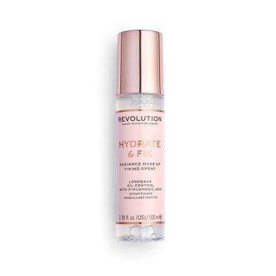 Makeup Revolution Hydrate &amp; Fix Fixing Spray, Infused with Hyaluronic Acid, Matte Finish, Vegan &amp; Cruelty-Free, 3.38 Fl Oz