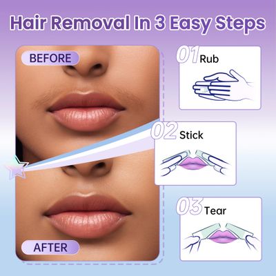 Lip Wax Strips Kit Facial Wax Strips 20 Strips 4 Calming Oil Wipes Mouth waxing wax Lip upper hair removal Facial Hair Removal for Women LAWINK (Lip)