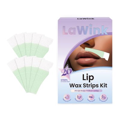 Lip Wax Strips Kit Facial Wax Strips 20 Strips 4 Calming Oil Wipes Mouth waxing wax Lip upper hair removal Facial Hair Removal for Women LAWINK (Lip)