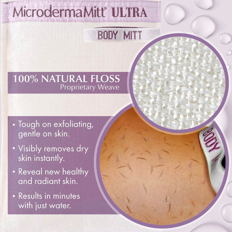 MicrodermaMitt ULTRA Exfoliating Mitt - The Ultimate Deep Exfoliating Body Scrubber Kese Glove - Keratosis Pilaris, Strawberry Skin Treatment, Reduce Ingrown Hair, Turkish Body Scrubber Exfoliator
