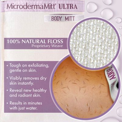MicrodermaMitt ULTRA Exfoliating Mitt - The Ultimate Deep Exfoliating Body Scrubber Kese Glove - Keratosis Pilaris, Strawberry Skin Treatment, Reduce Ingrown Hair, Turkish Body Scrubber Exfoliator